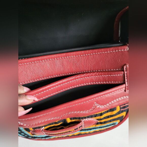 Carriel Crossbody Handbag RedColor/Colorful Cloth Material 10x9 - Picture 10 of 13